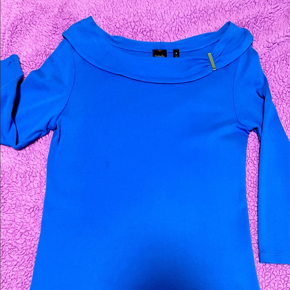 Royal Blue Rafaela “off the shoulder” sweater. Size M, 3/4 length sleeve.